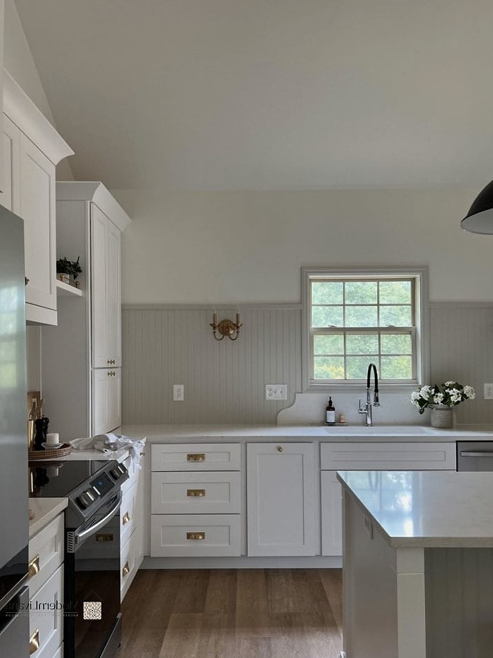 23 Gray and White Kitchen Ideas You'll Want to Save Right Now 12 White Beadboard Backsplash with Gray Accents