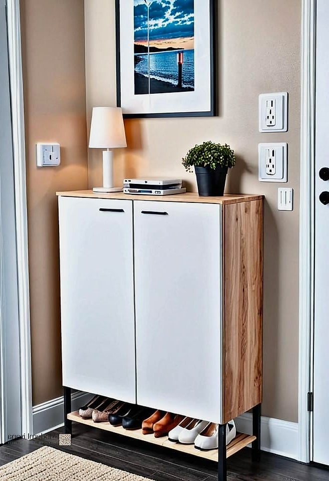 White Cabinet with Hidden Charging Station