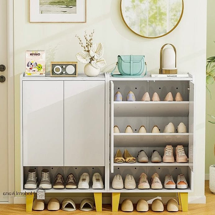 White Cabinet with Faux Marble Top