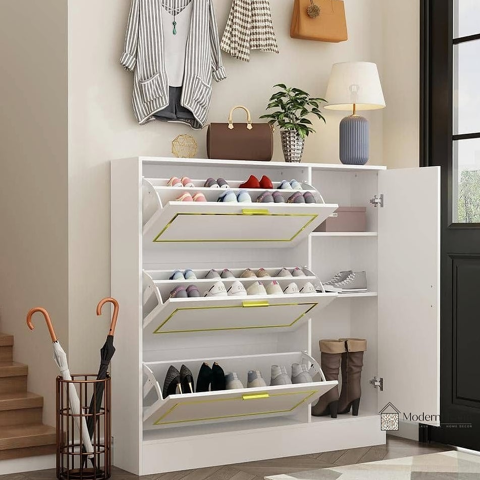 White Cabinet with Removable Fabric Bins