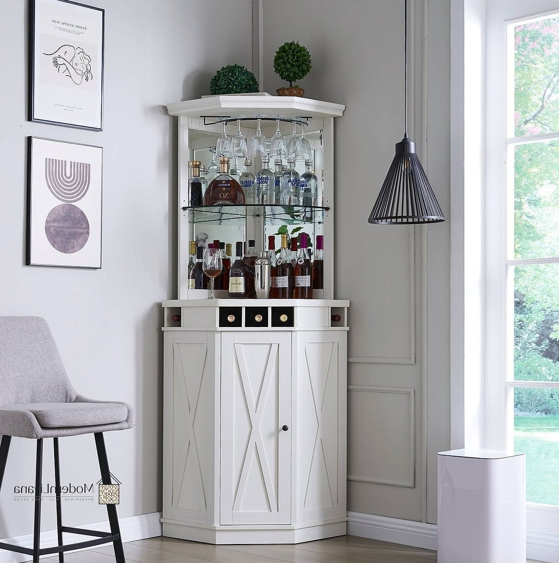 White Cabinet with Built-In Wine Fridge