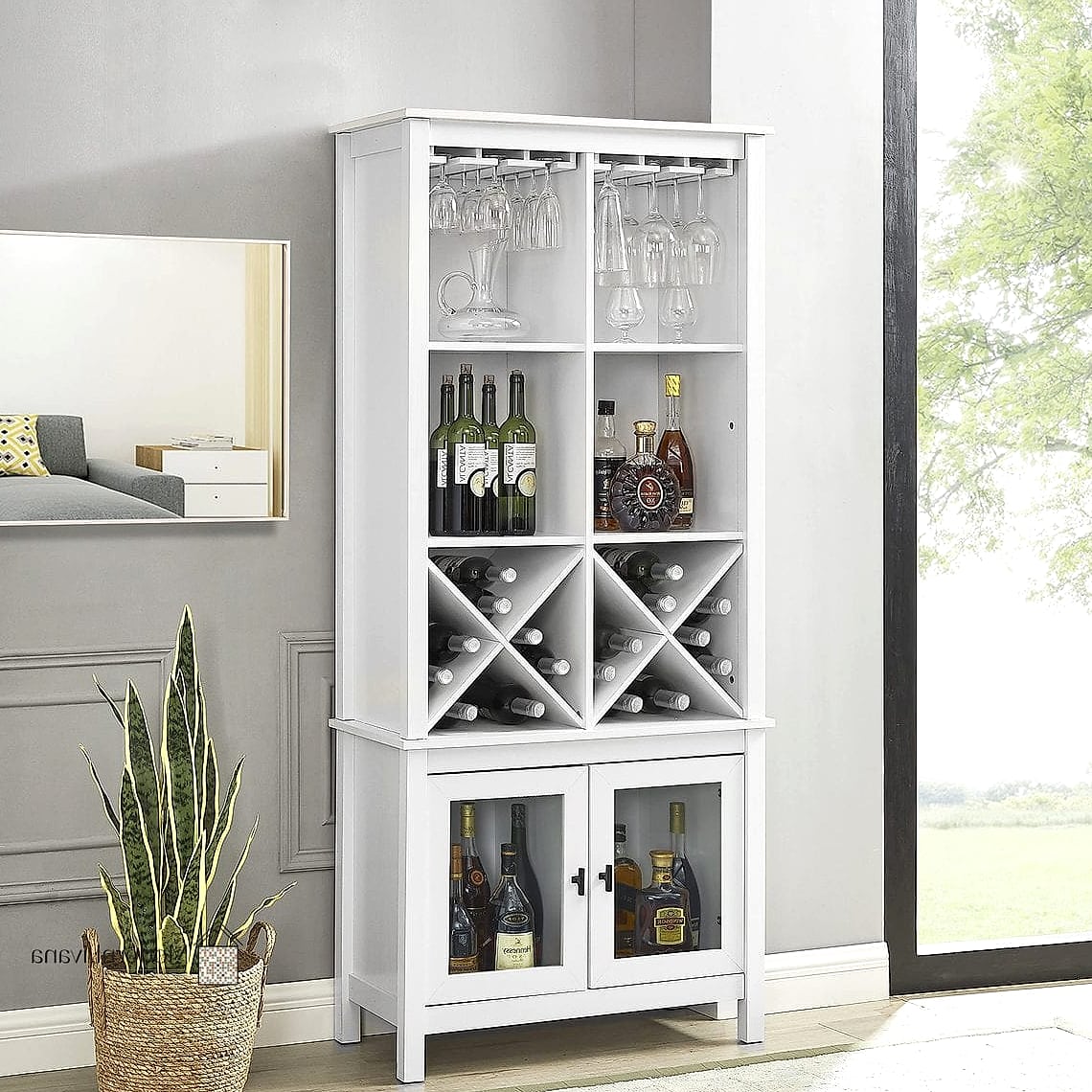 White Cabinet with Glass Shelving Inside