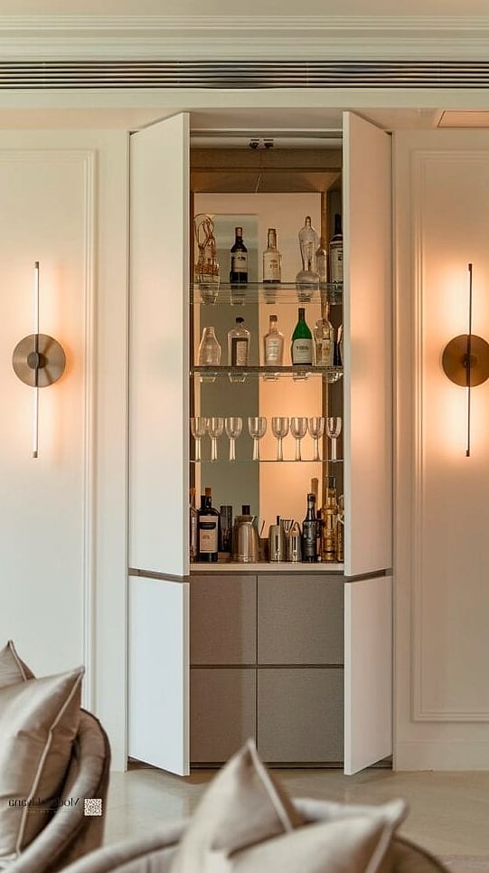 White Cabinet with Hidden Trash and Recycling Pullout