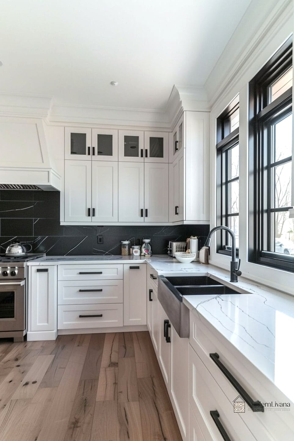 26 White Cabinets Ideas for Every Home Style and Budget 4 White Cabinets with Black Hardware