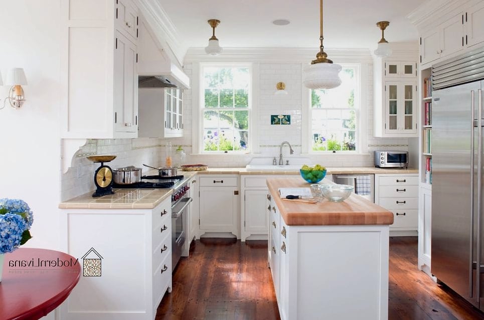26 White Cabinets Ideas for Every Home Style and Budget 18 White Cabinets with Butcher Block Counters