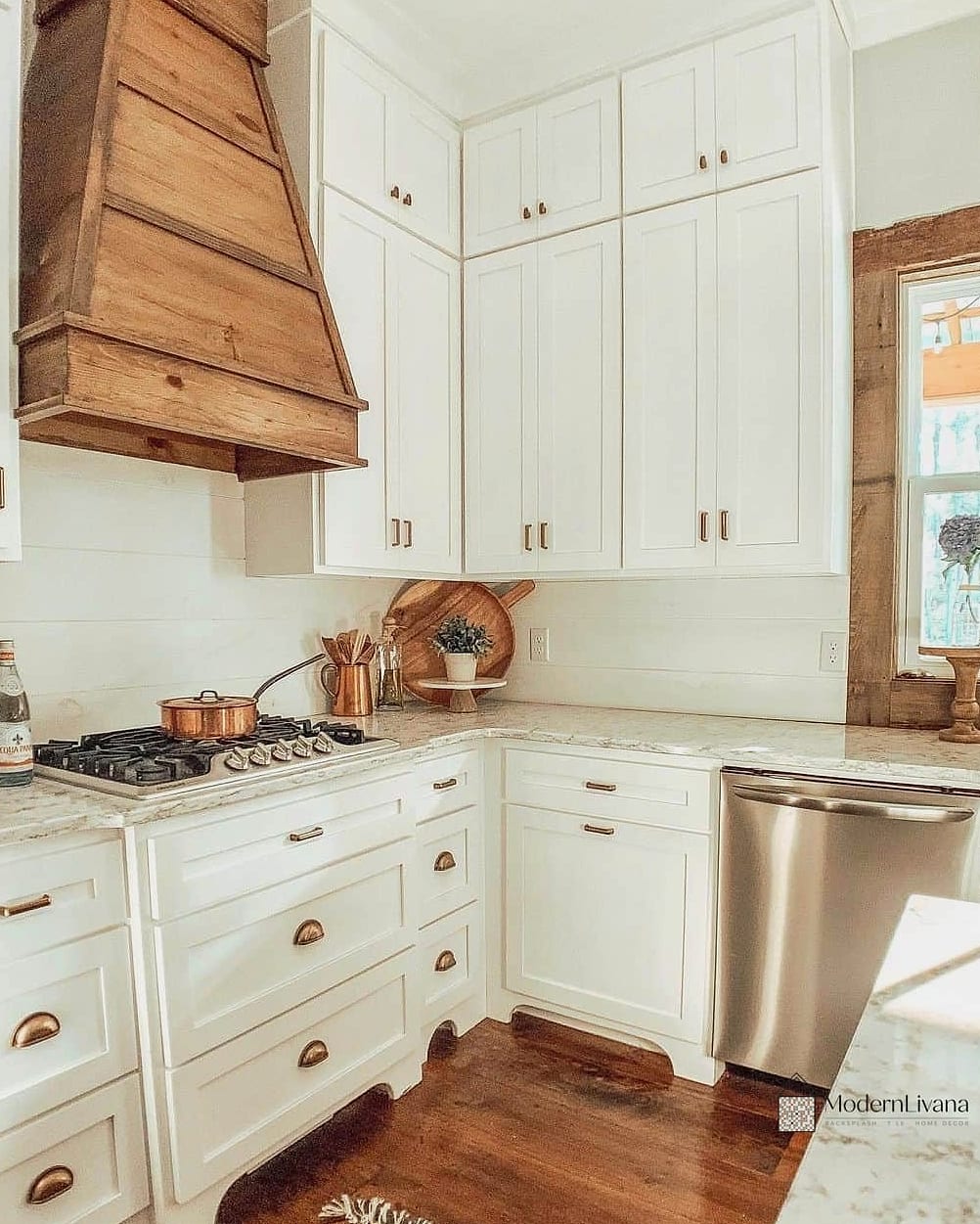 26 White Cabinets Ideas for Every Home Style and Budget 25 White Cabinets with a Wood Range Hood
