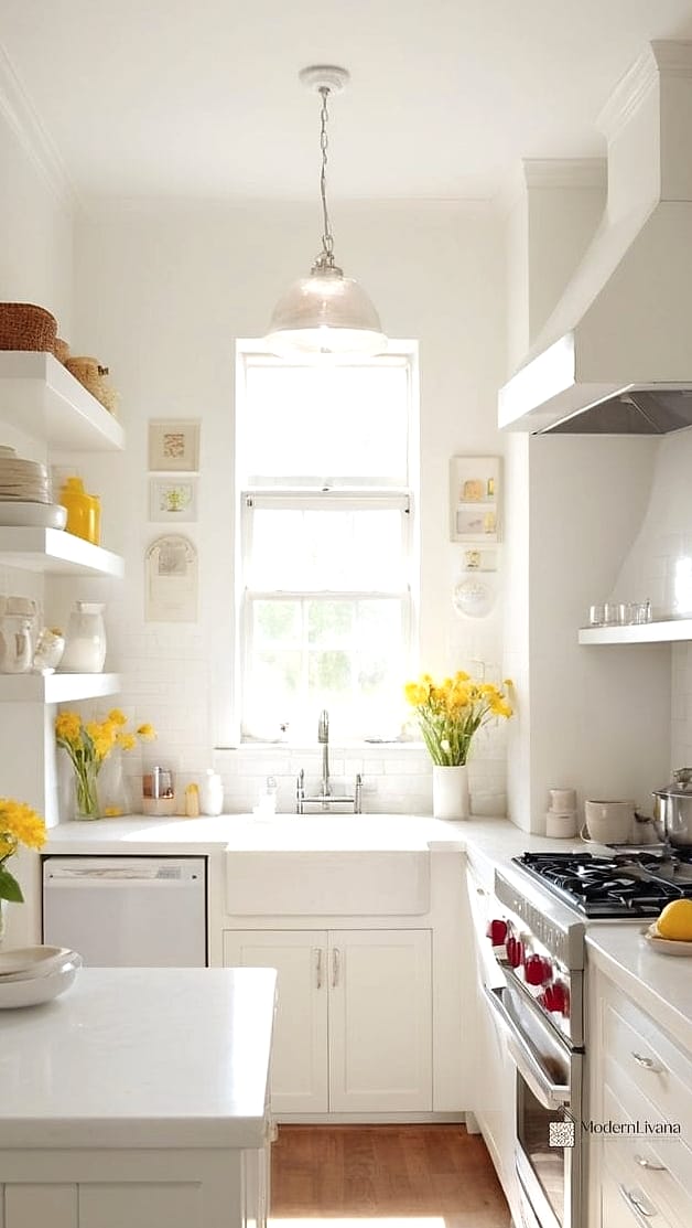 White Cabinets in a Small Kitchen