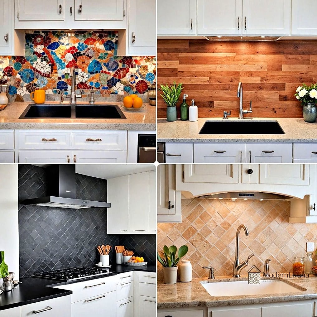 White Cabinets with a Colorful Backsplash