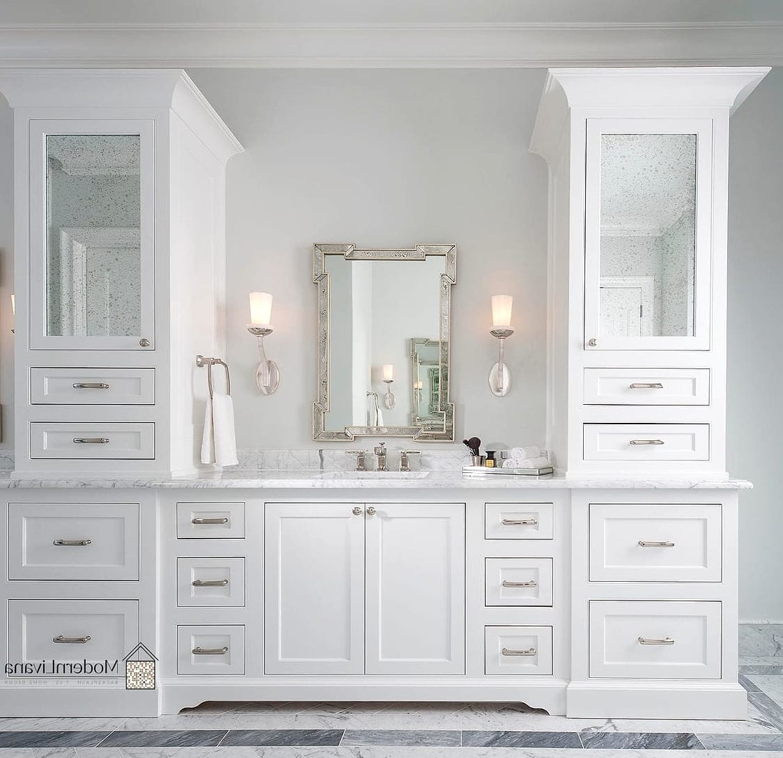 White Cabinets in a Bathroom Vanity