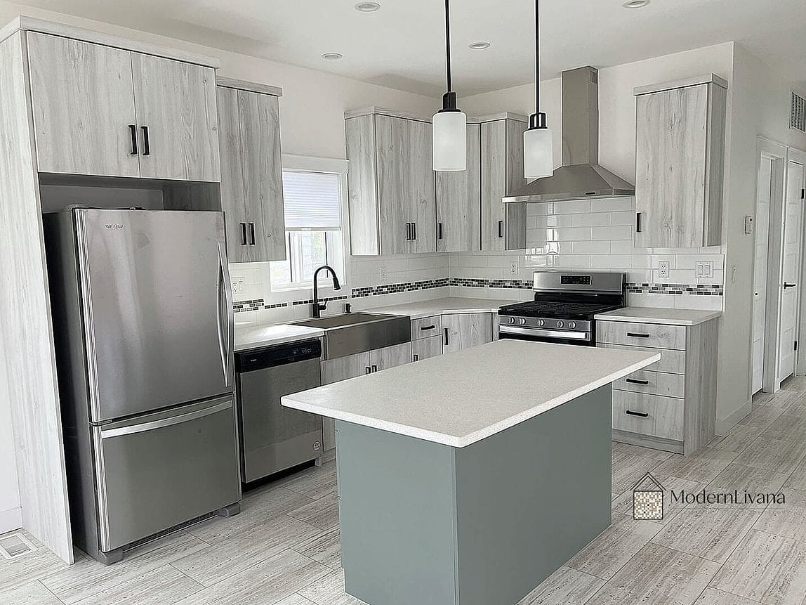 White Cabinets with Textured Panels