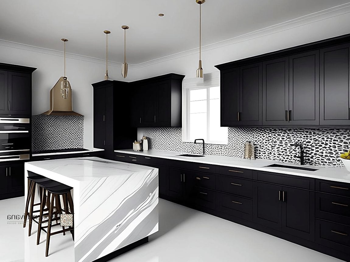 White Cabinets with Black Countertops