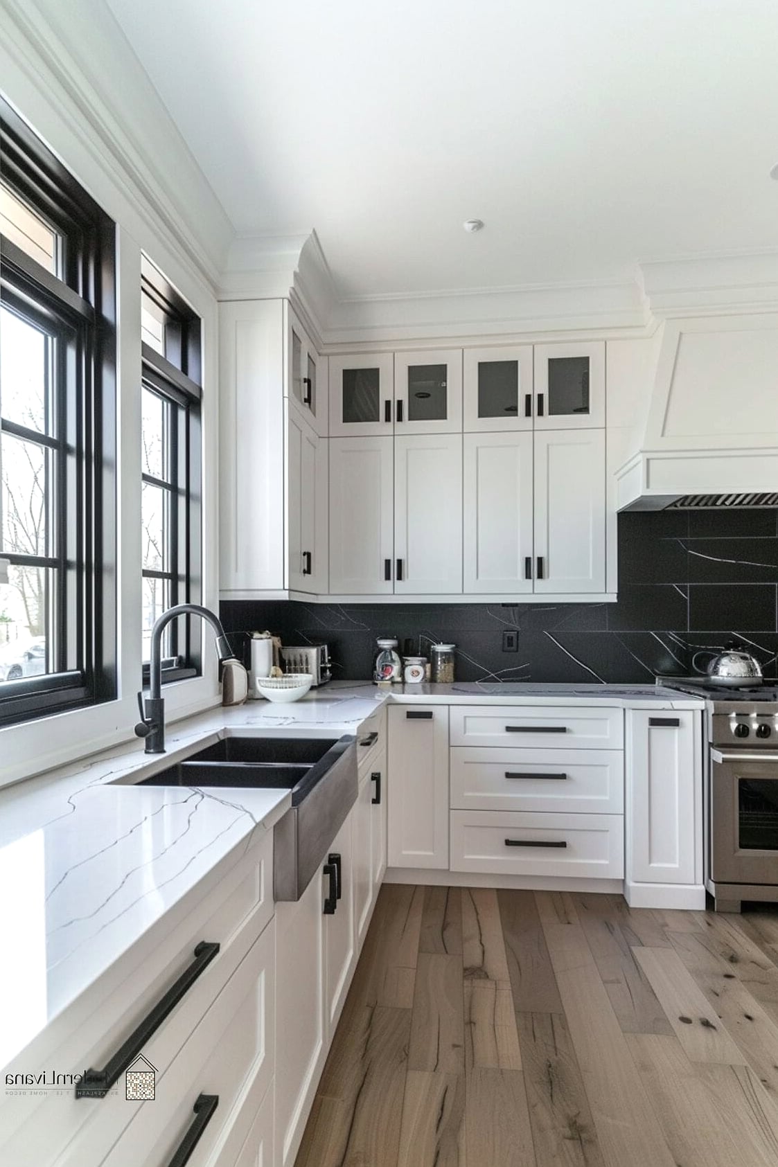White Cabinets with Black Hardware