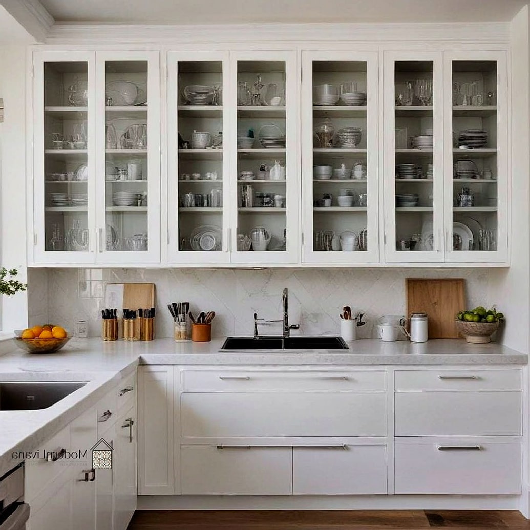 White Cabinets with Glass Front Doors