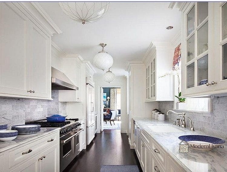 White Cabinets in a Small Galley Kitchen