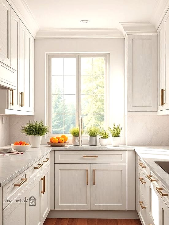 White Cabinets with Textured Cabinet Fronts