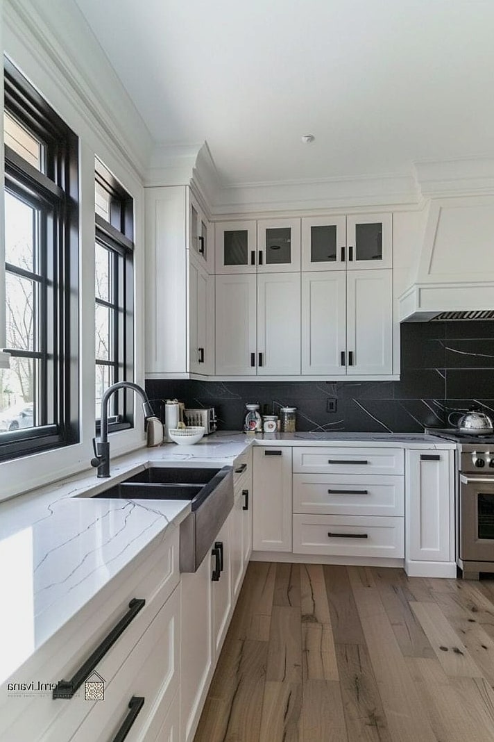 White Cabinets with Black Hardware