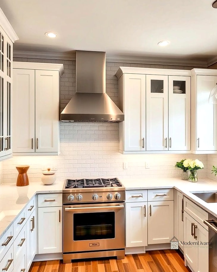 White Cabinets with a Statement Range Hood