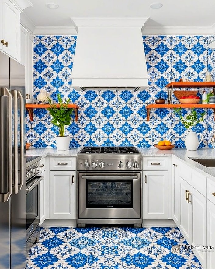 23 Blue and White Kitchen Ideas to Show Your Contractor 13 White Cabinets with Blue Ceramic Knobs