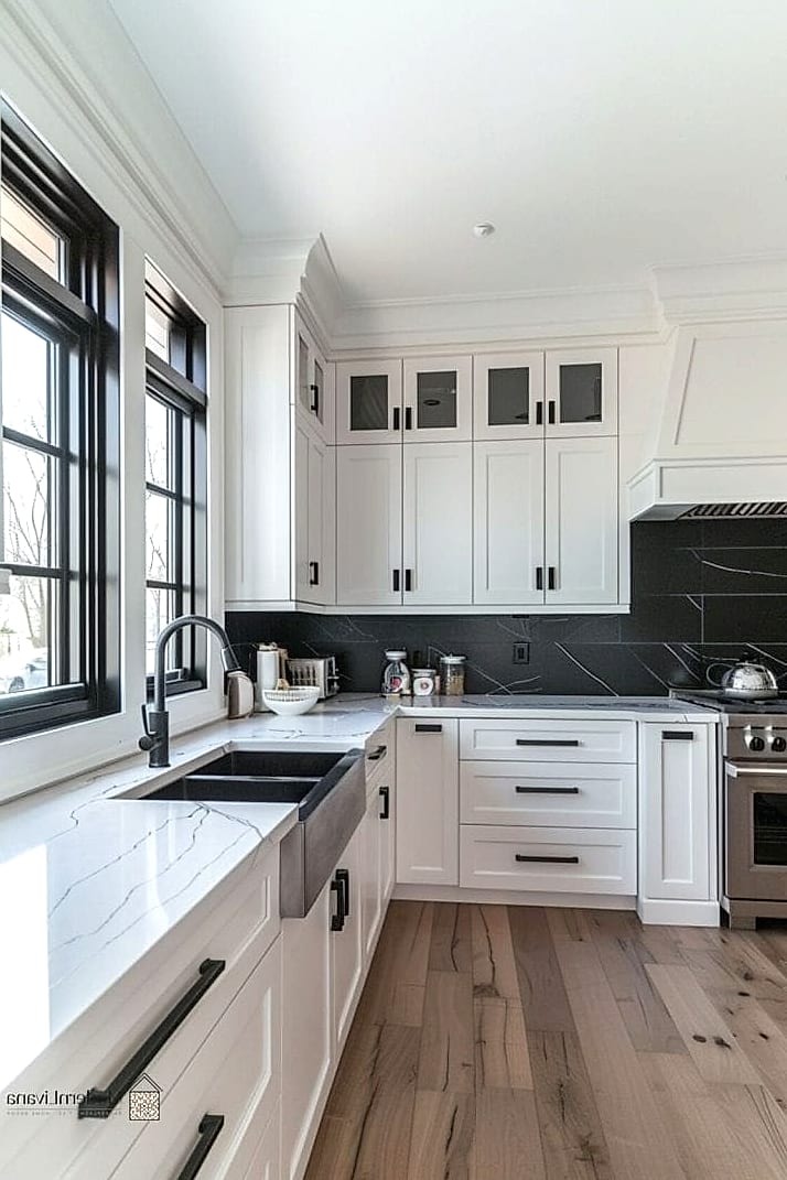 White Cabinets with Black Hardware