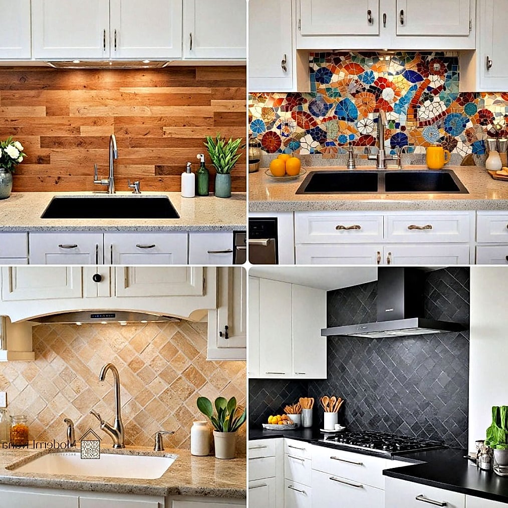 White Cabinets with Colorful Backsplash