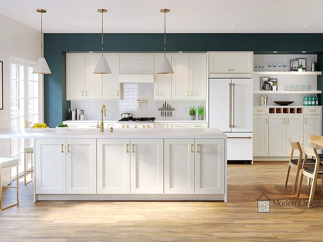White Cabinets with Textured Cabinet Fronts