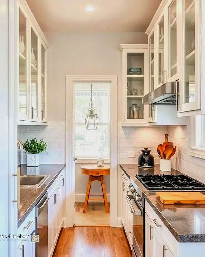 30 White Cabinets Ideas Perfect for Any Budget 9 White Cabinets in a Small Galley Kitchen