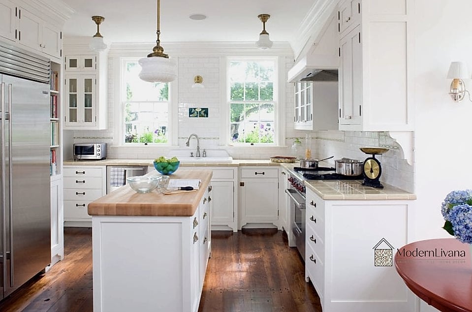 30 White Cabinets Ideas Perfect for Any Budget 15 White Cabinets with Butcher Block Counters