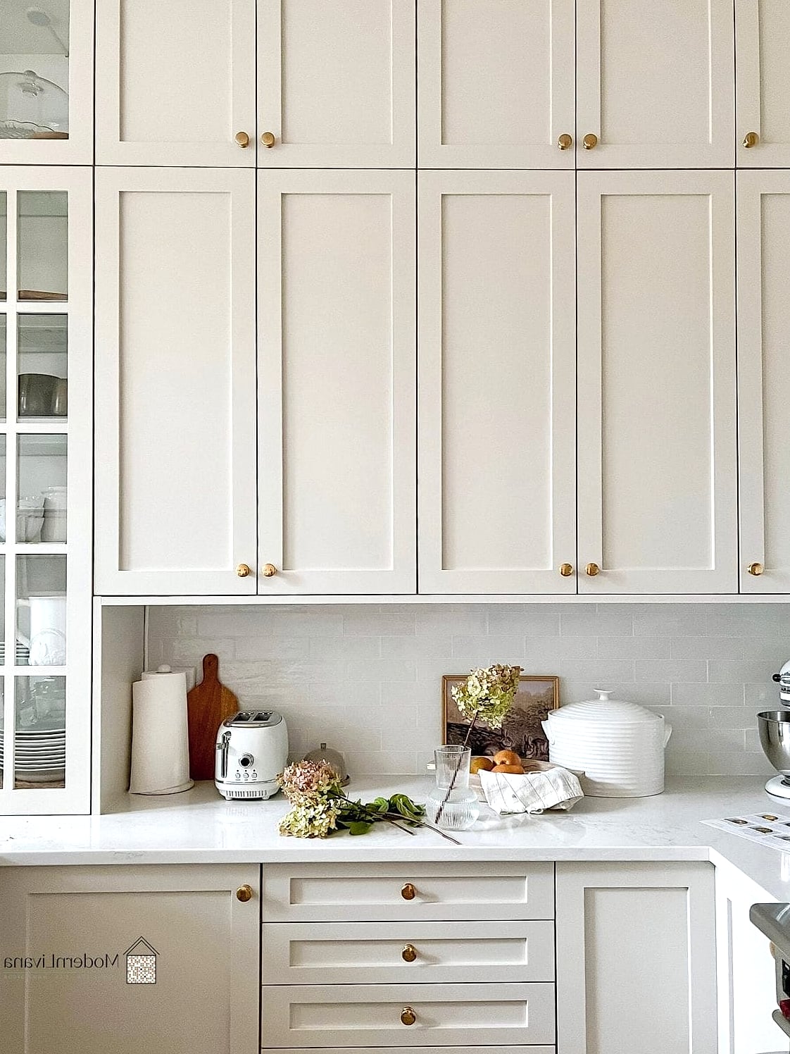 30 White Cabinets Ideas Perfect for Any Budget 19 White Cabinets with Brass Hardware