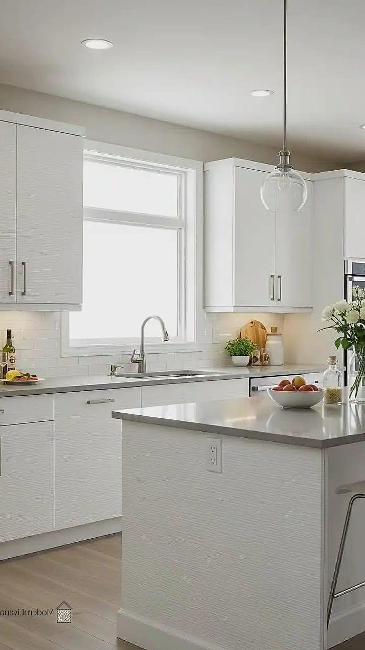 30 White Cabinets Ideas Perfect for Any Budget 21 White Cabinets with Textured Doors
