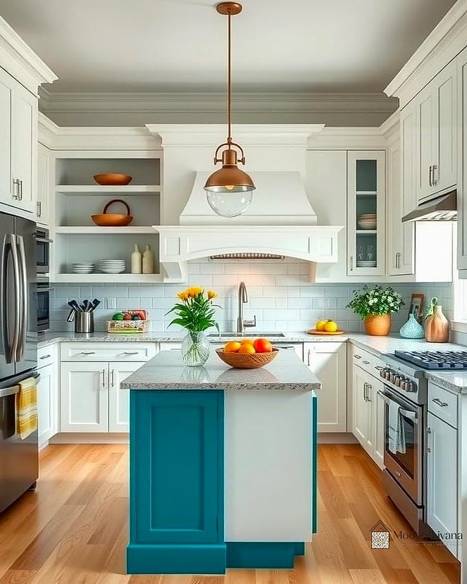 30 White Cabinets Ideas Perfect for Any Budget 24 White Cabinets with Colorful Island