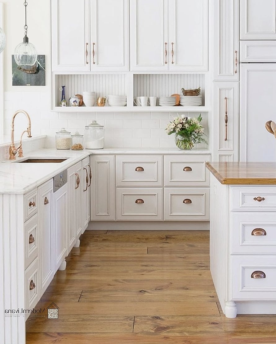 30 White Cabinets Ideas Perfect for Any Budget 31 White Cabinets with Two-Tone Hardware