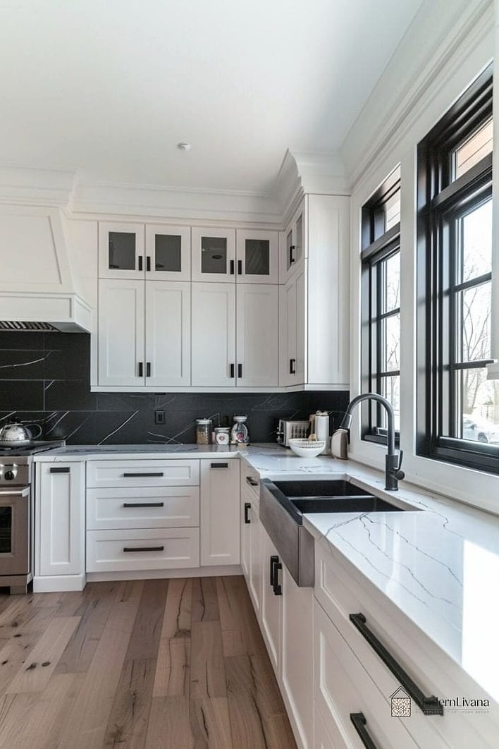 White Cabinets with Black Hardware