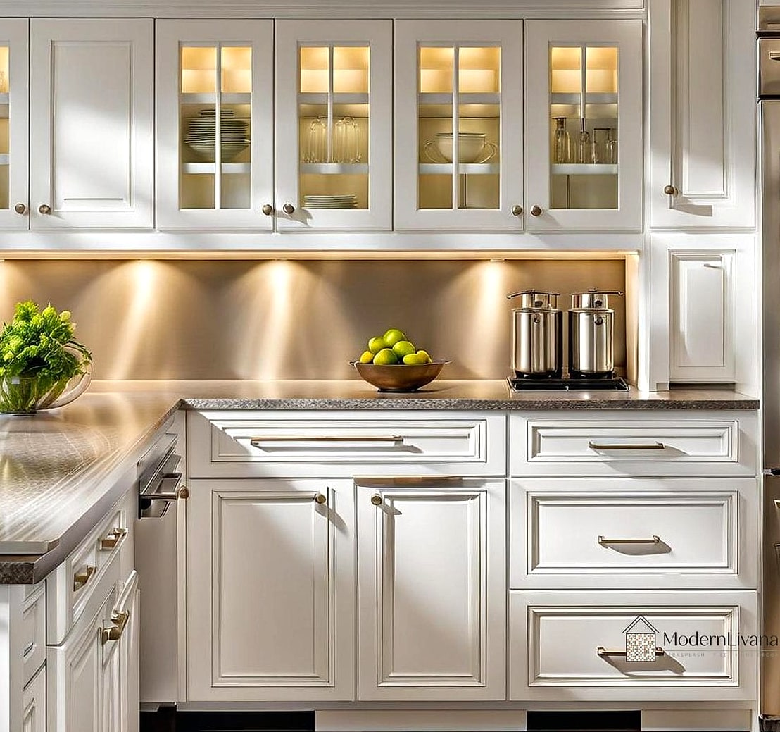 30 White Modern Kitchen Ideas Worth Bookmarking Before You Renovate 13 White Cabinets with Brushed Brass Hardware