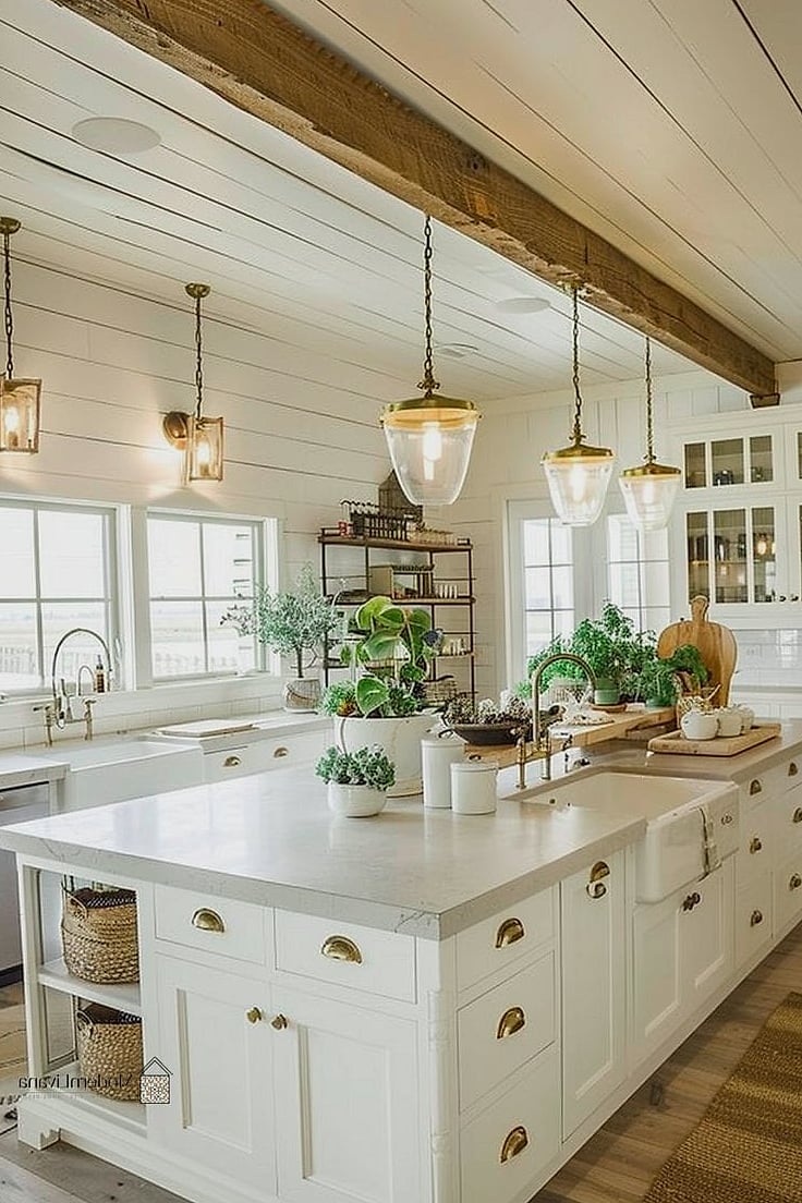 28 White Farmhouse Kitchen Ideas That Look Expensive But Aren't 11 White Cabinets with Oil-Rubbed Bronze Hardware