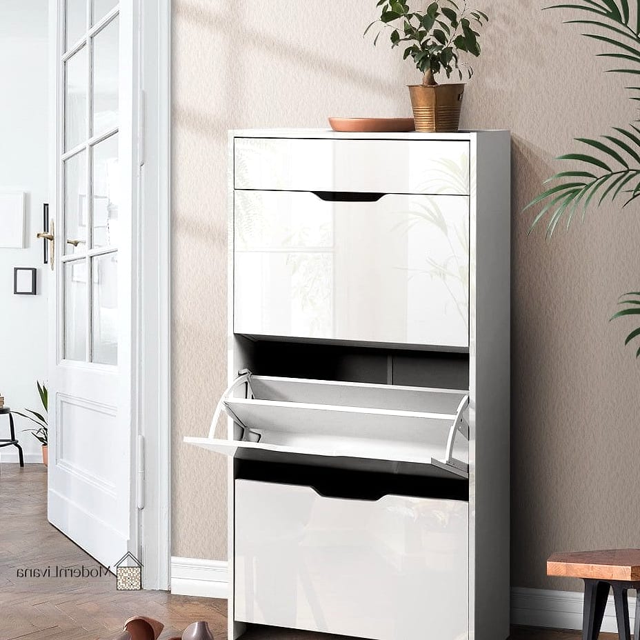 White High-Gloss Cabinet with LED Lighting