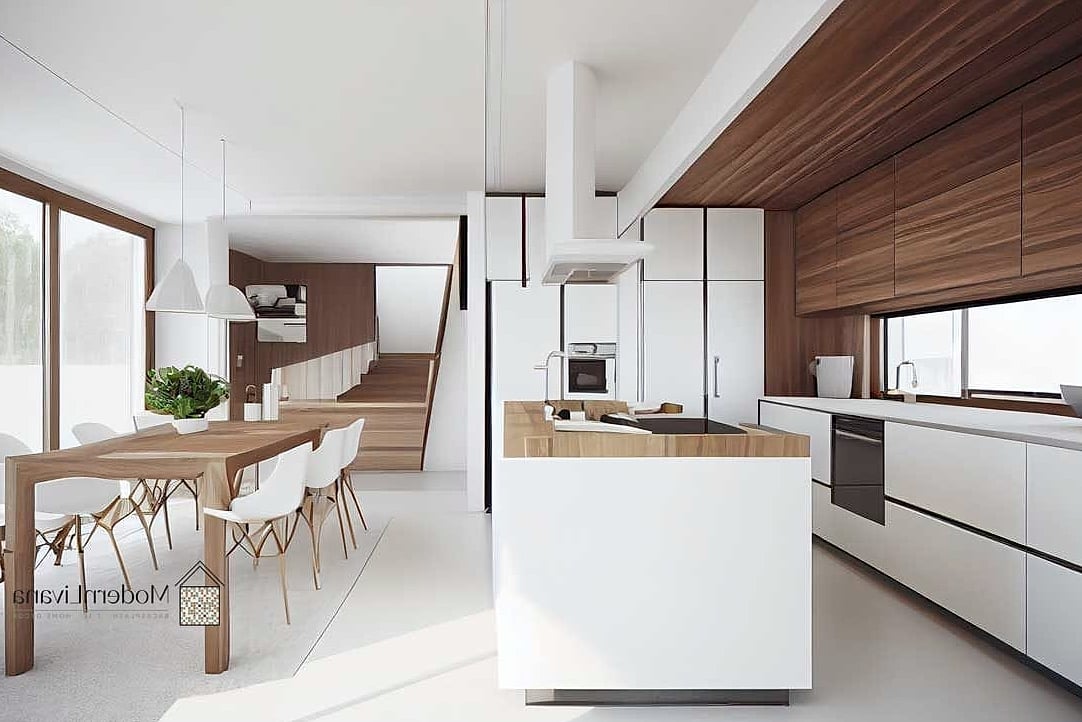 30 White Modern Kitchen Ideas Worth Bookmarking Before You Renovate 20 White Kitchen with Exposed Wood Beams