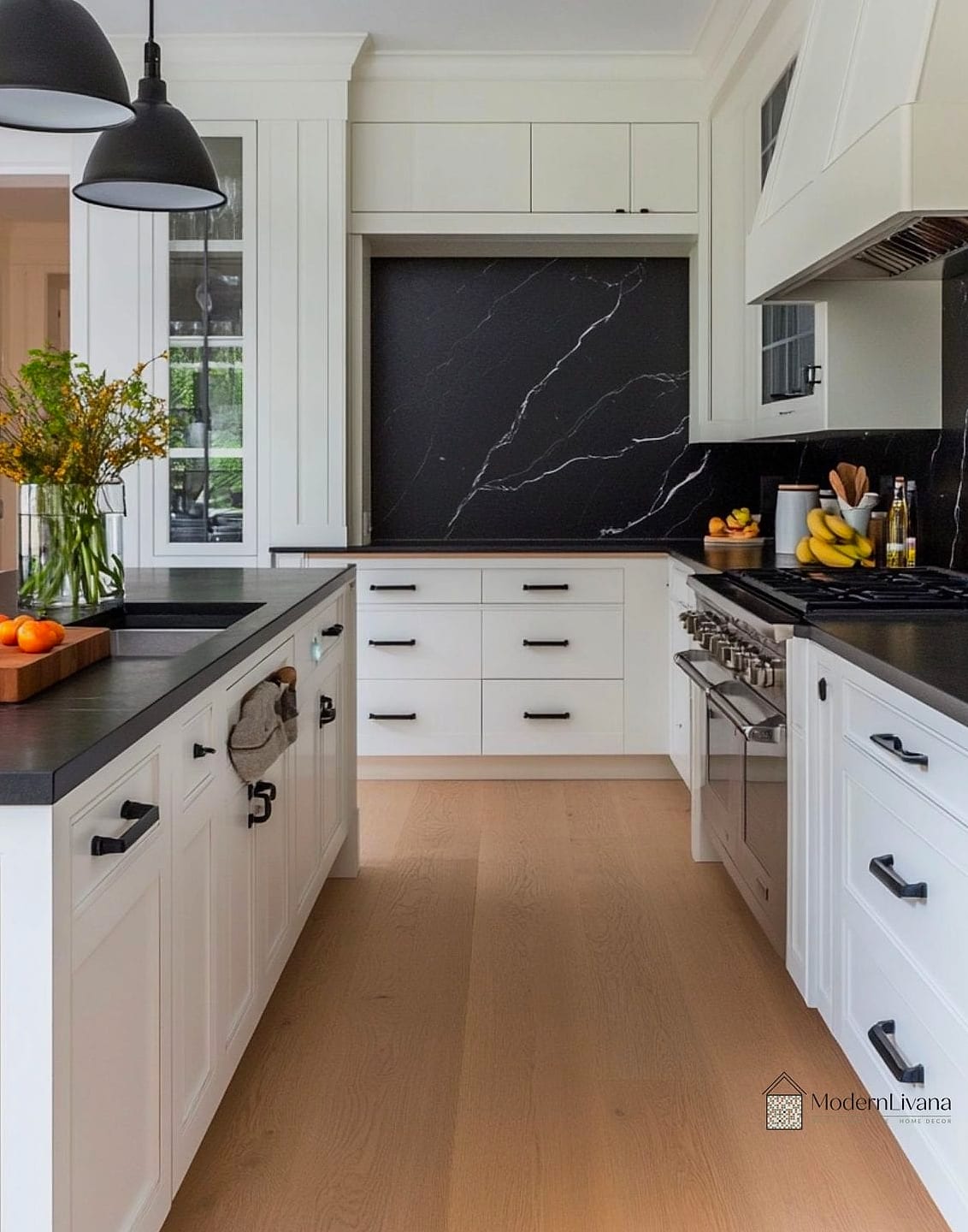 24 White Kitchen Ideas That Are Stylish and Practical 12 White Kitchen with Black Countertops