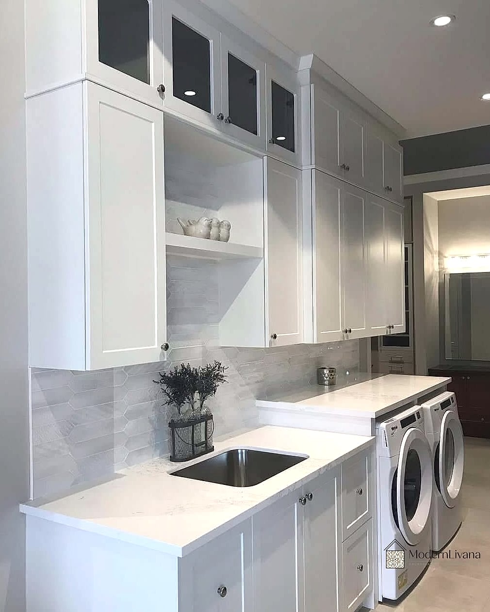 White Laundry Room Cabinets