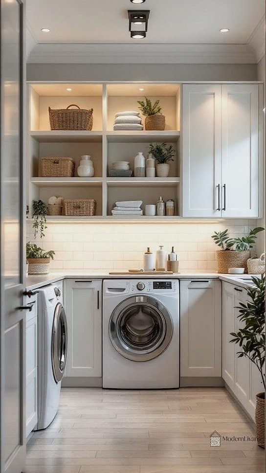 White Laundry Room Cabinets