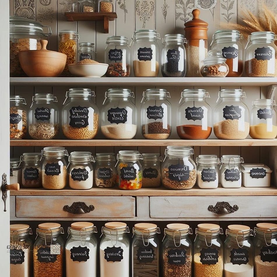 White Pantry with Chalkboard Label Strips