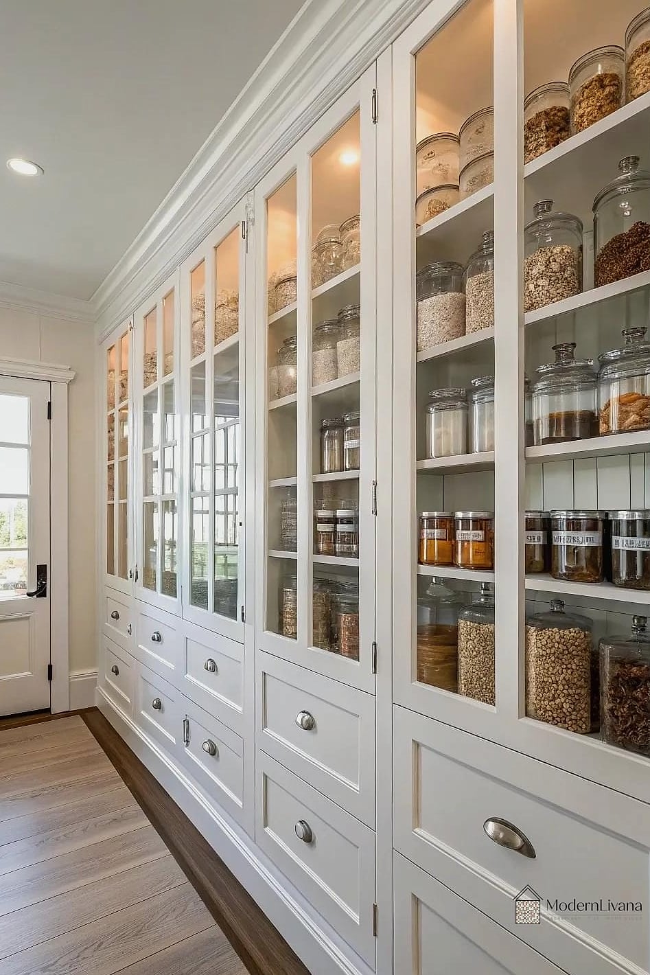 White Pantry with Under-Shelf Lighting