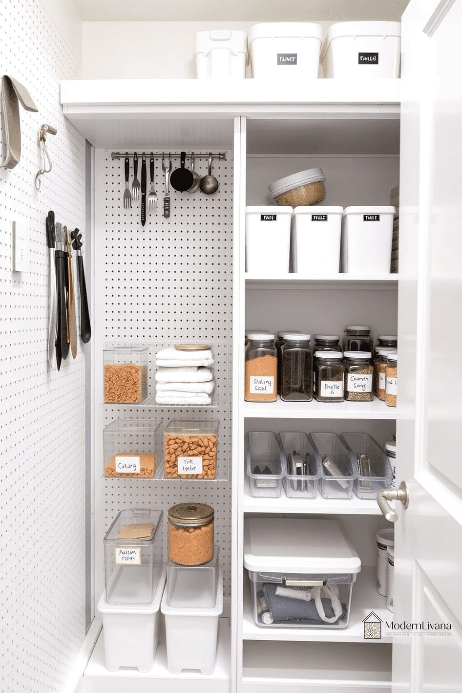 White Pantry with Pegboard Wall