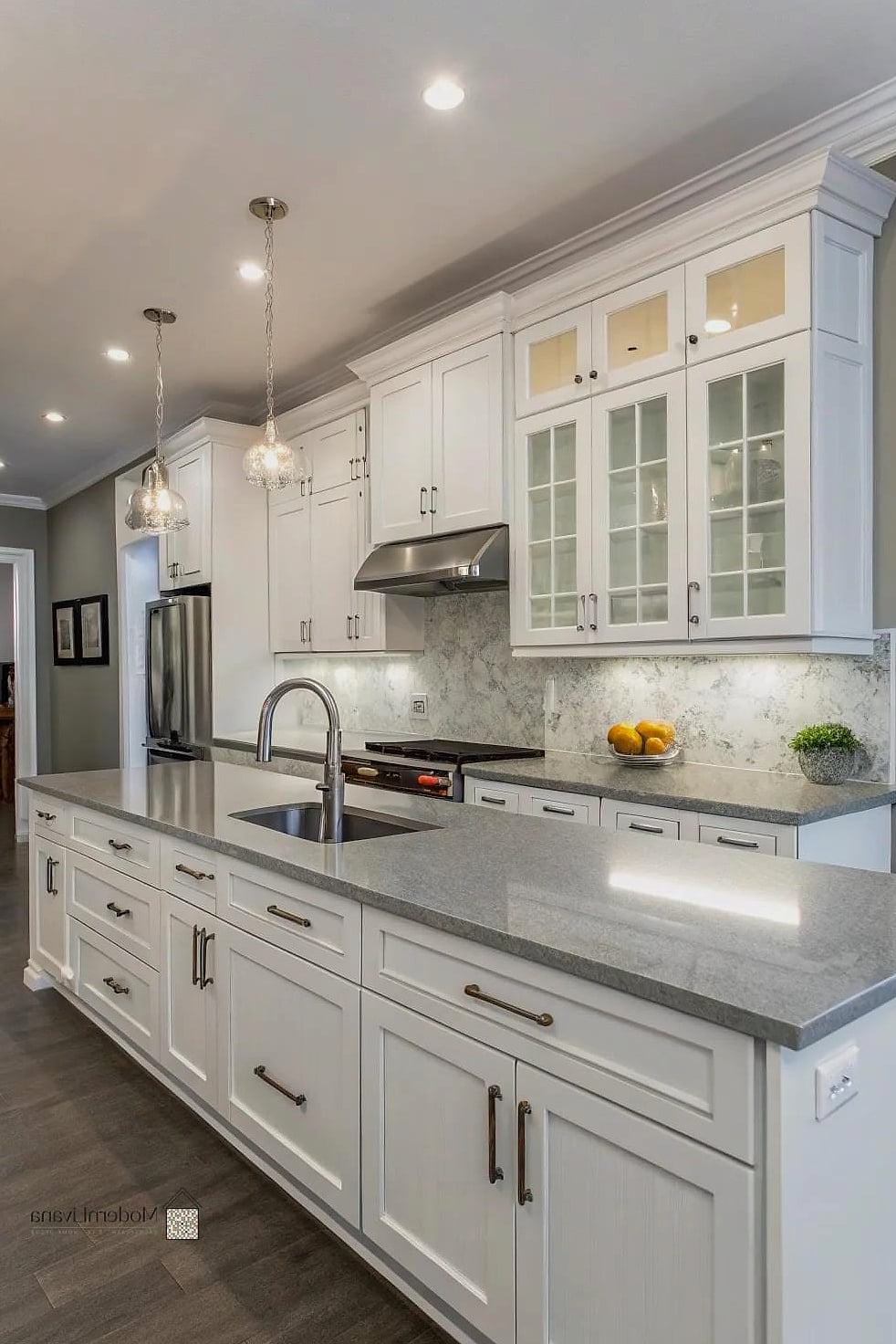 23 Gray and White Kitchen Ideas You'll Want to Save Right Now 6 White Quartz Countertops with Gray Veining
