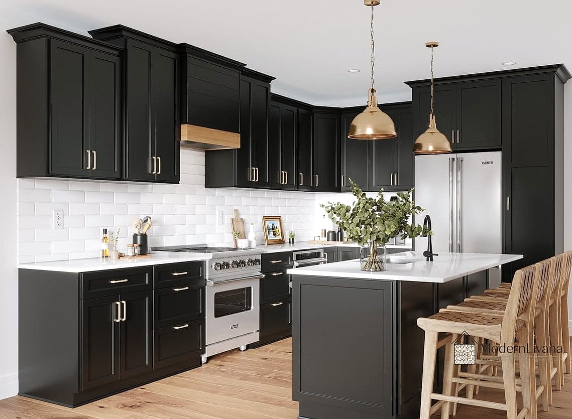 White Shaker Cabinets with Black Hardware