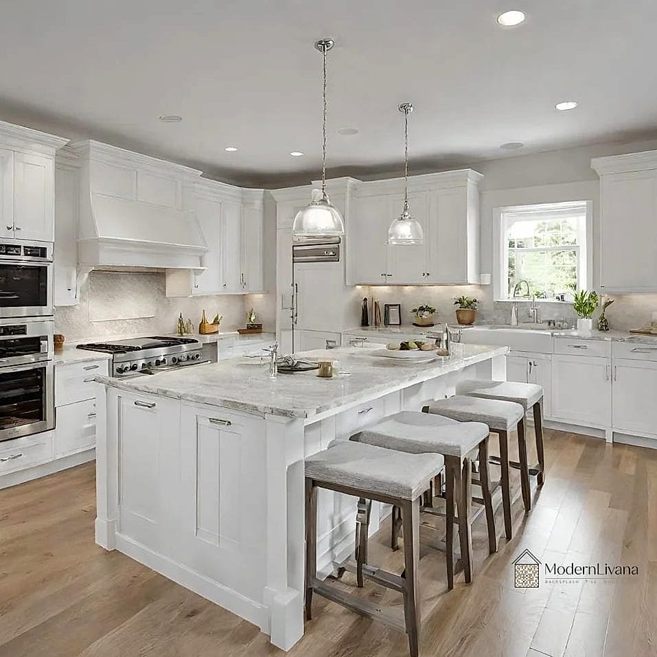 White Shaker Cabinets with Black Countertops