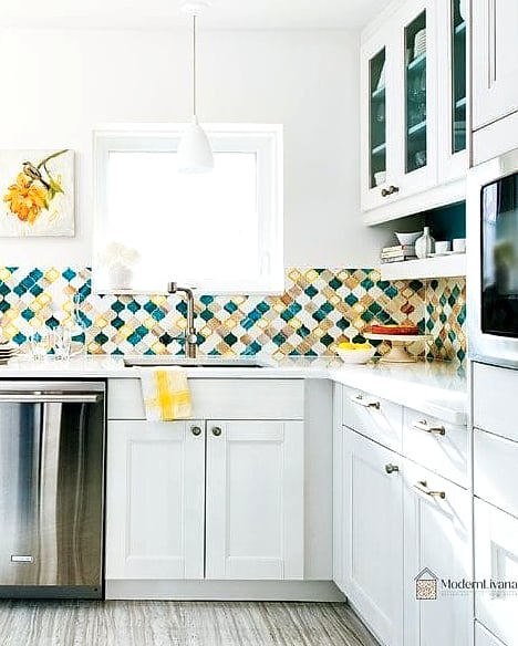 24 White Backsplash Ideas That Work in Any Size Home 20 White Tile with Colorful Grout