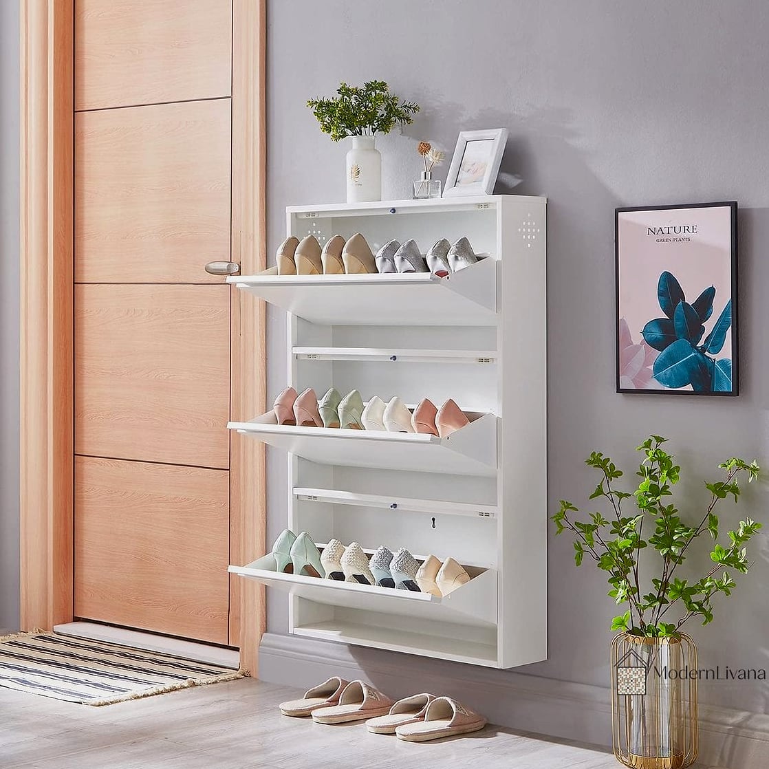 White Wall-Mounted Floating Cabinet