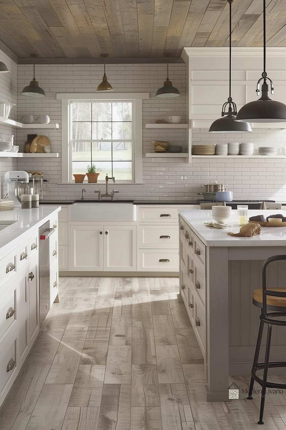 28 Off White Kitchen Ideas You Haven't Seen Before 8 Whitewashed Wood Ceiling Beams