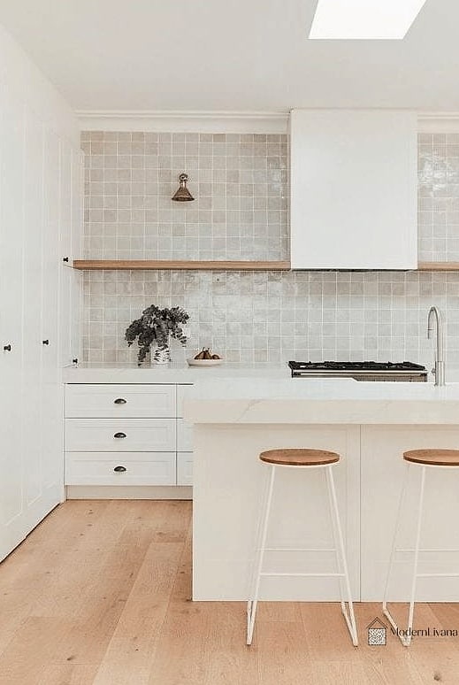 White Zellige Tile Backsplash