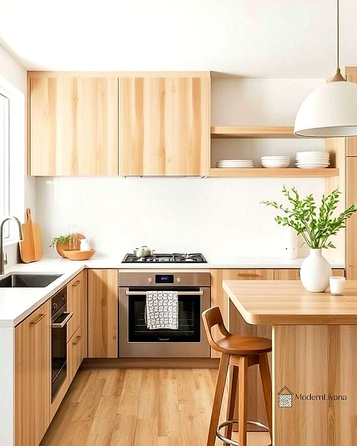 27 Minimalist Kitchen Ideas You Haven't Seen Before 11 Wood Accents on One Wall Only